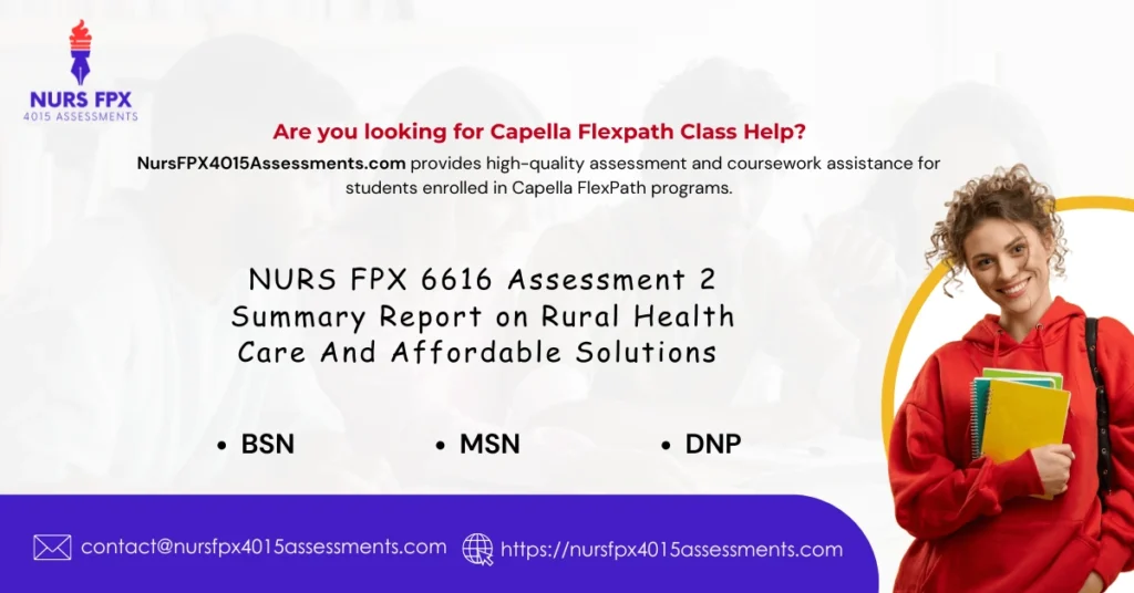 NURS FPX 6616 Assessment 2 Summary Report on Rural Health Care And Affordable Solutions